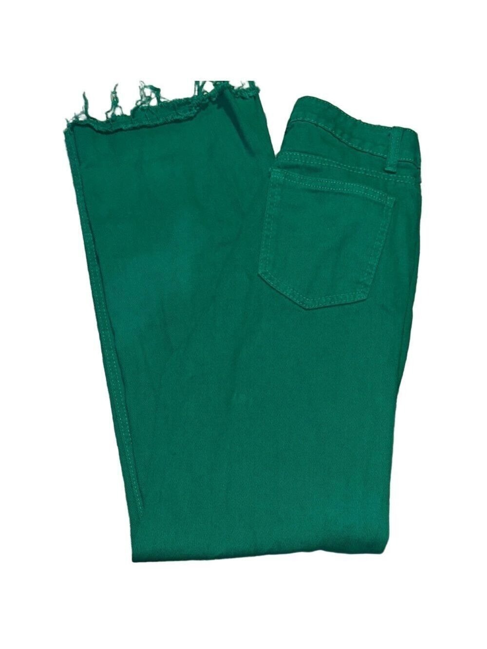 woman’s Stovepipe Green Frayed Hem Jeans Sz 2